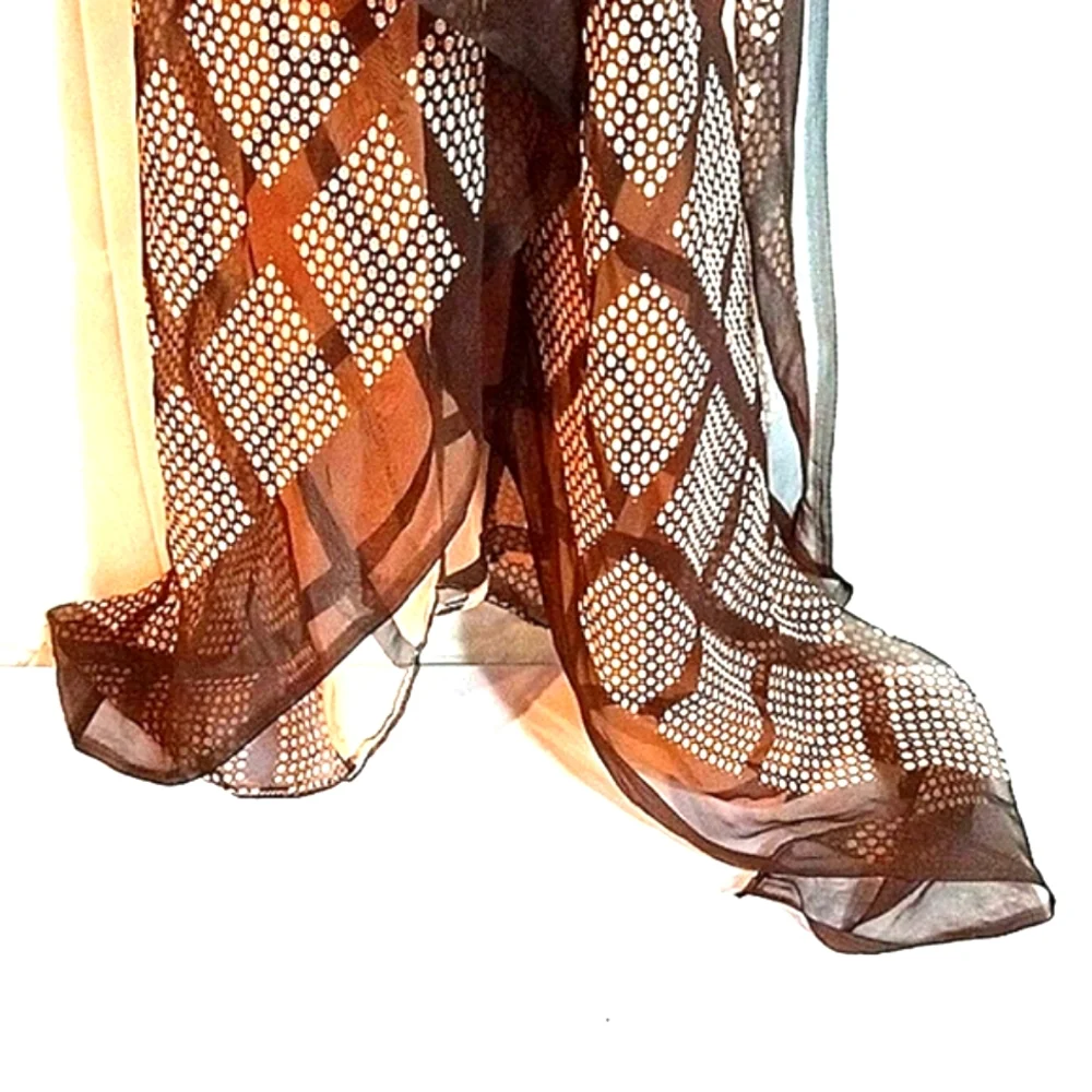 Brown and Black Classic Geo Sheer Summertime Flowing Resort Scarf